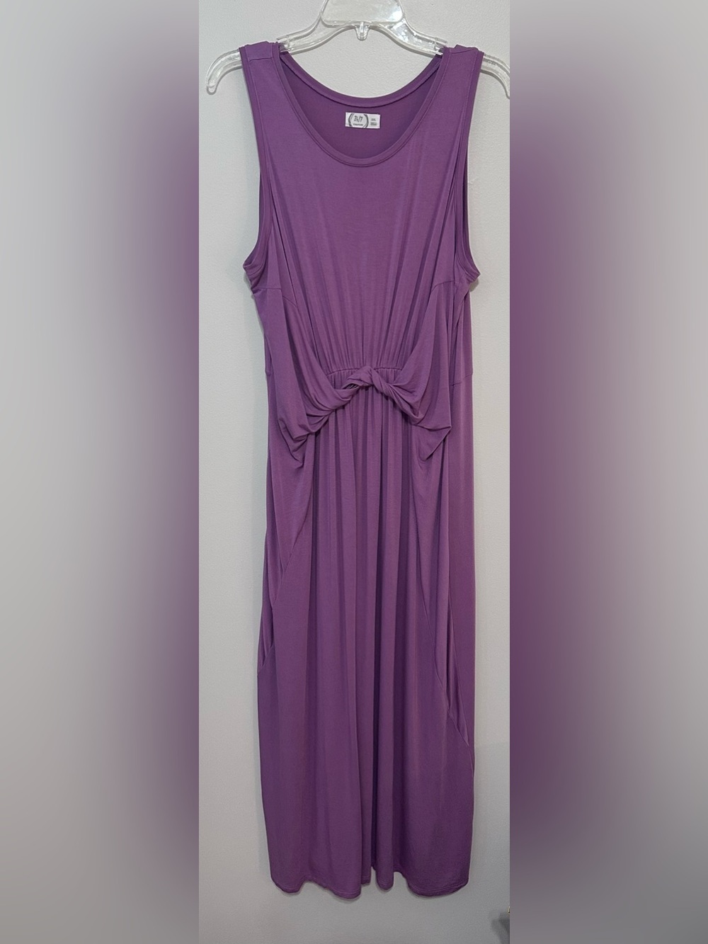 Sleeveless Knot-Front Maxi Dress in Purple